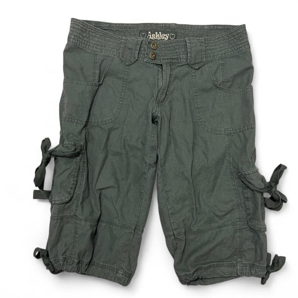 Y2K‎ Ashley Military Green Cargo Capri Pants Utility Grunge 90s Low Rise Size M